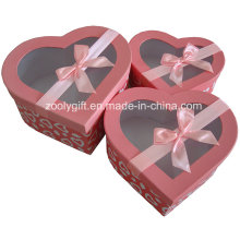 Hearted Shape Cosmetics Paper Gift Box with Ribbon Clear Window